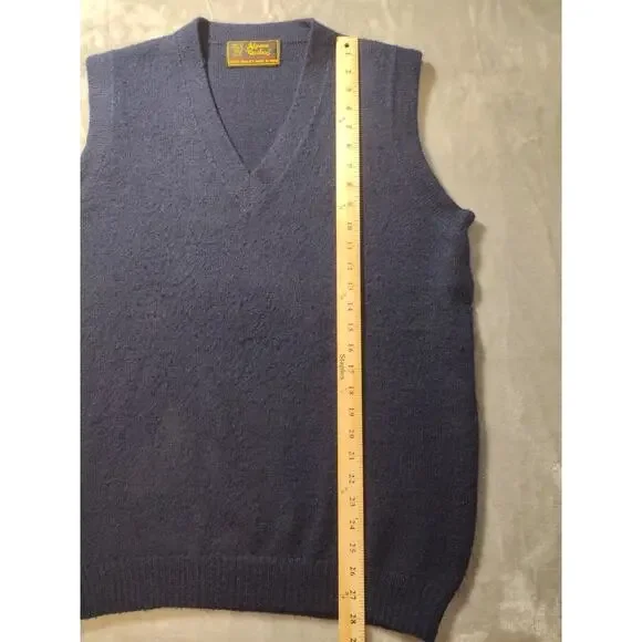 Navy Blue Alpaca Wool V-Neck Tight Knit Sweater Vest Mens XL by Alpaca Quitex - Picture 4 of 6